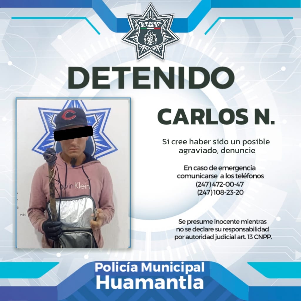 Policía de Huamantla detiene en flagrancia a sujeto robando propiedad federal